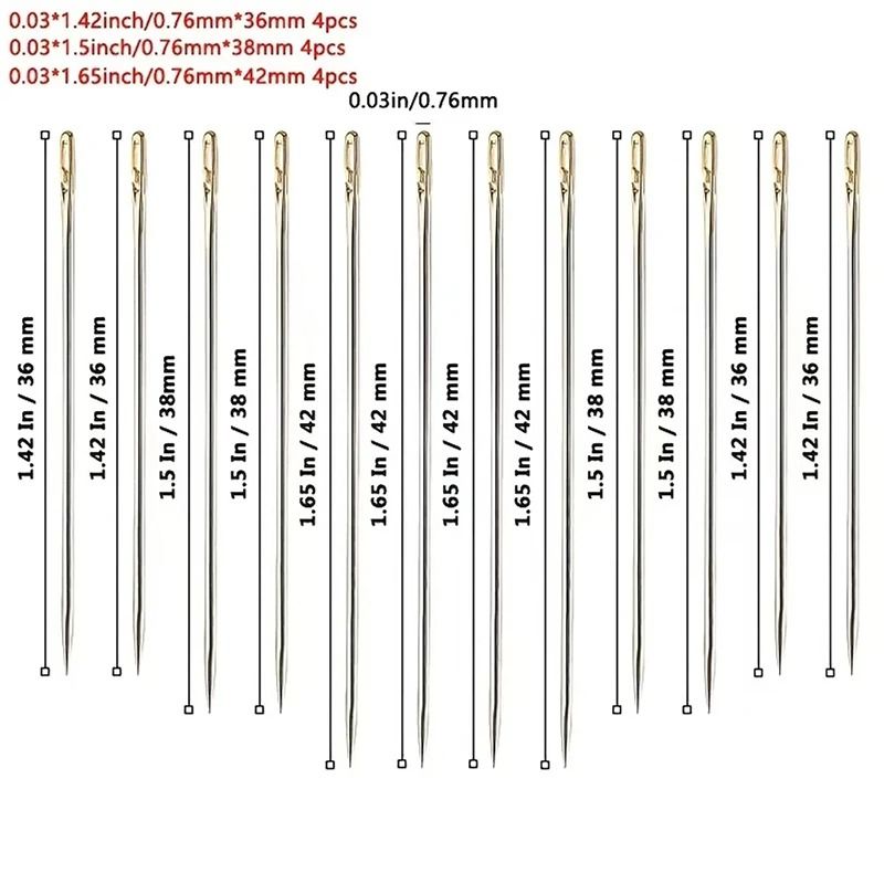 12-Piece Stainless Steel Side-Hole Blind Needles
