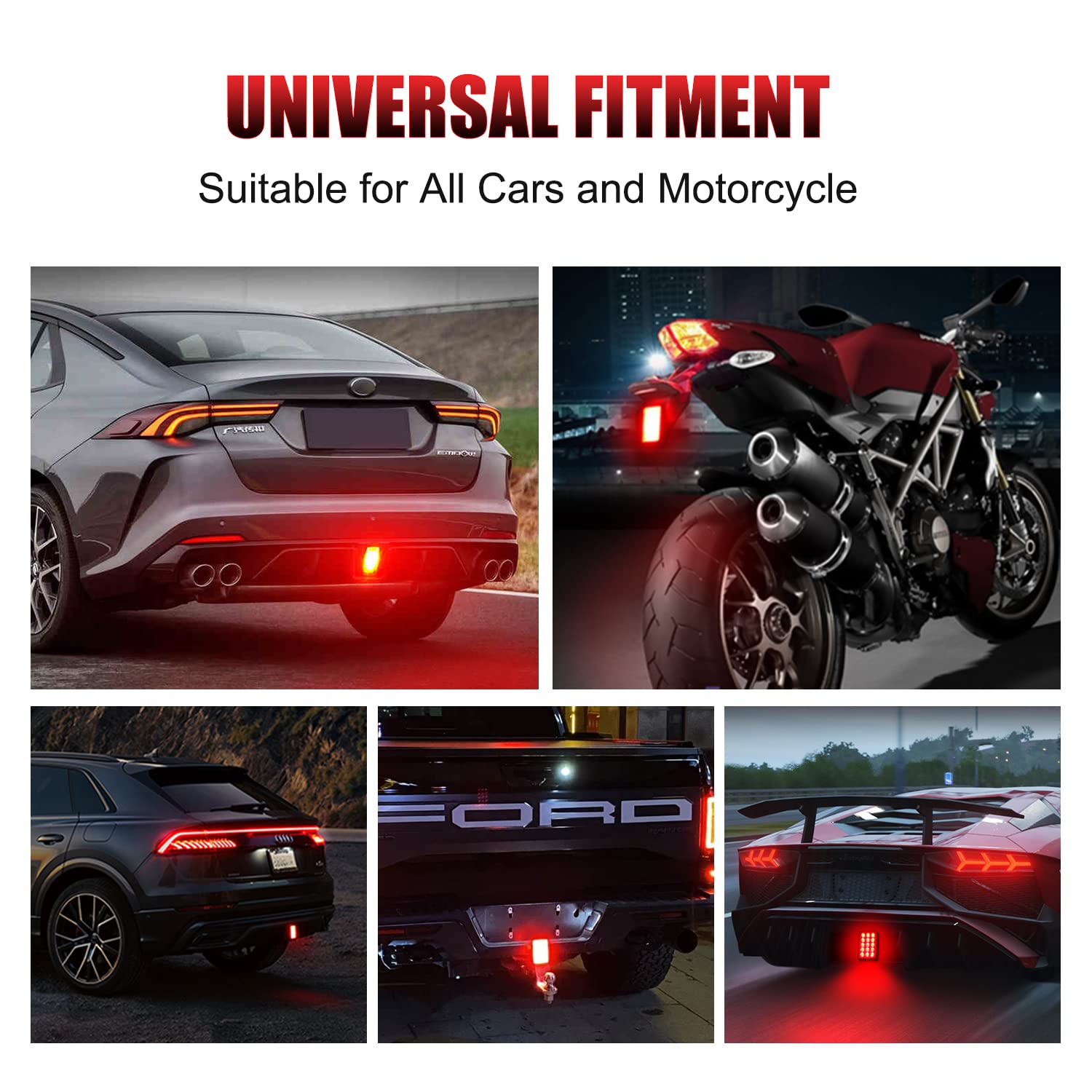 Led Rear Tail Lights, Flash Brake Pilot Lights, Auto Reverse Stop Safety Signal Lamps