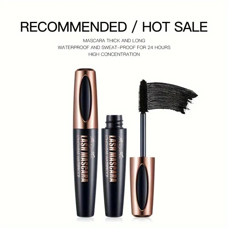 4D Lash Mascara Waterproof Smudge-Proof Long-Lasting Black Mascara for Voluminous Natural Lashes