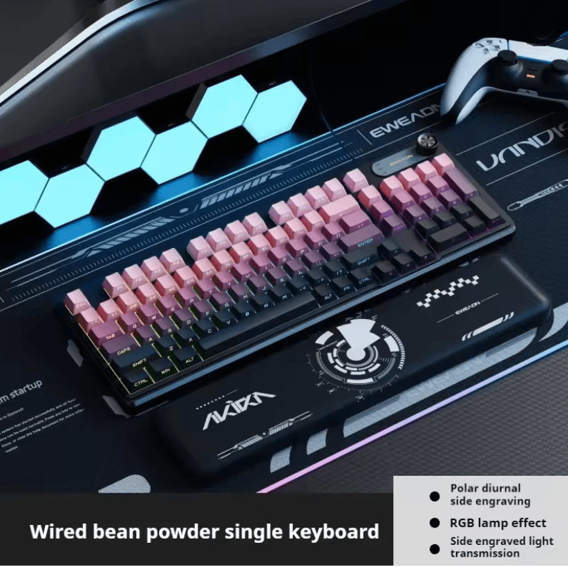 EWEADN GS75 RGB Gaming Keyboard with Knob and Side Printed Gradient Keycaps