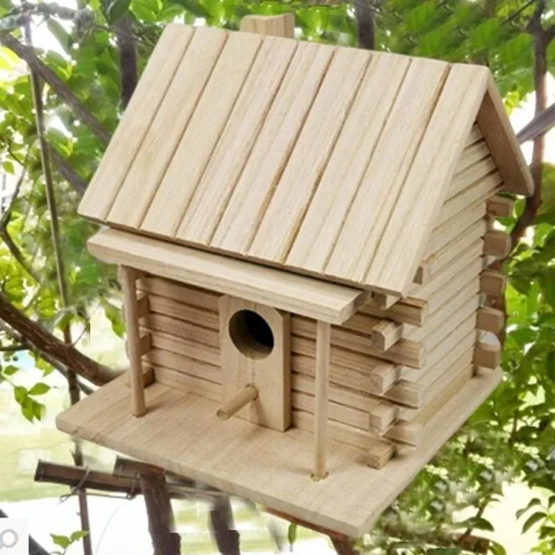 Hanging Bird Nest Wooden Birdhouse for Outside Bird Cage Accessories Home Garden Decoration