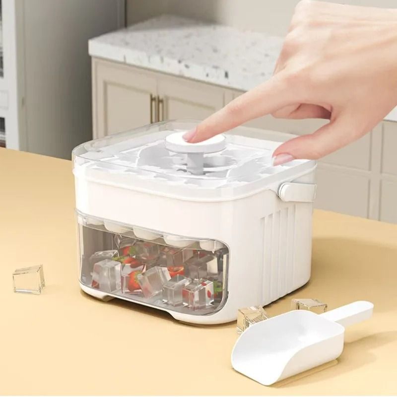 Large Capacity Reusable Ice Cube Tray with Press Top Lid