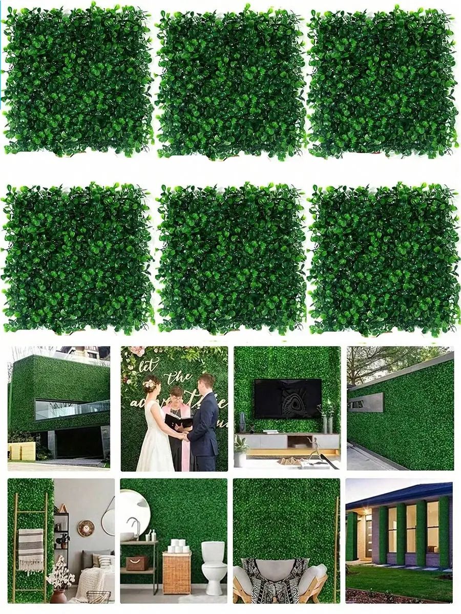 Artificial Boxwood Hedge Wall Panels UV Protected Greenery Privacy Decor Set