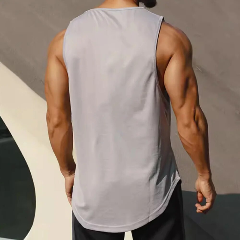Summer Marathon Quick Dry Running Tank Top, Mens Sleeveless Loose Fit Basketball Training Vest