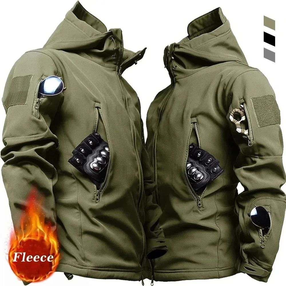Men's Tactical Softshell Military Jacket – Waterproof Hooded Outdoor Combat Utility Jacket