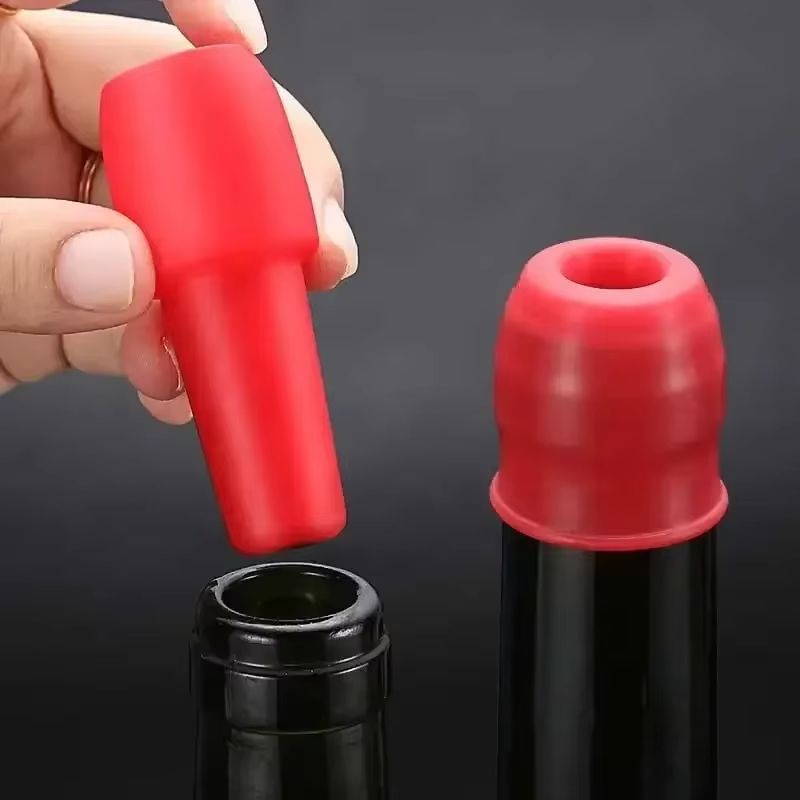 Universal Silicone Wine Bottle Stopper with Double Seal Leakproof Cap