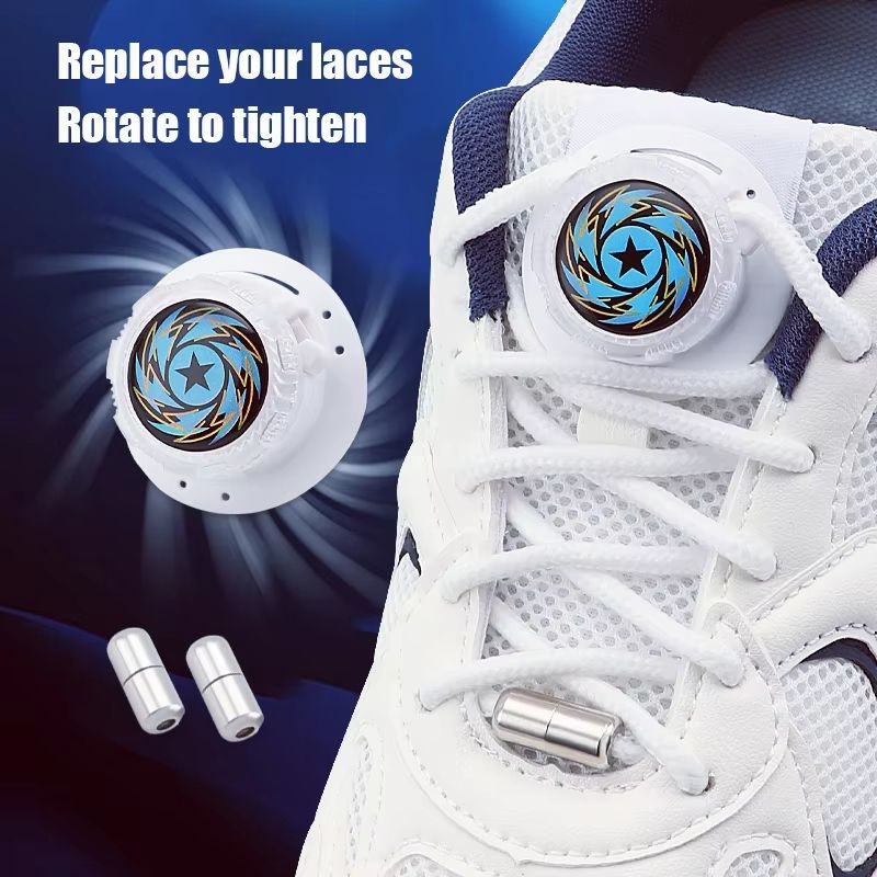 Automatic No-Tie Shoelaces with Swivel Metal Capsule Buckle Thick Rope for Sneakers