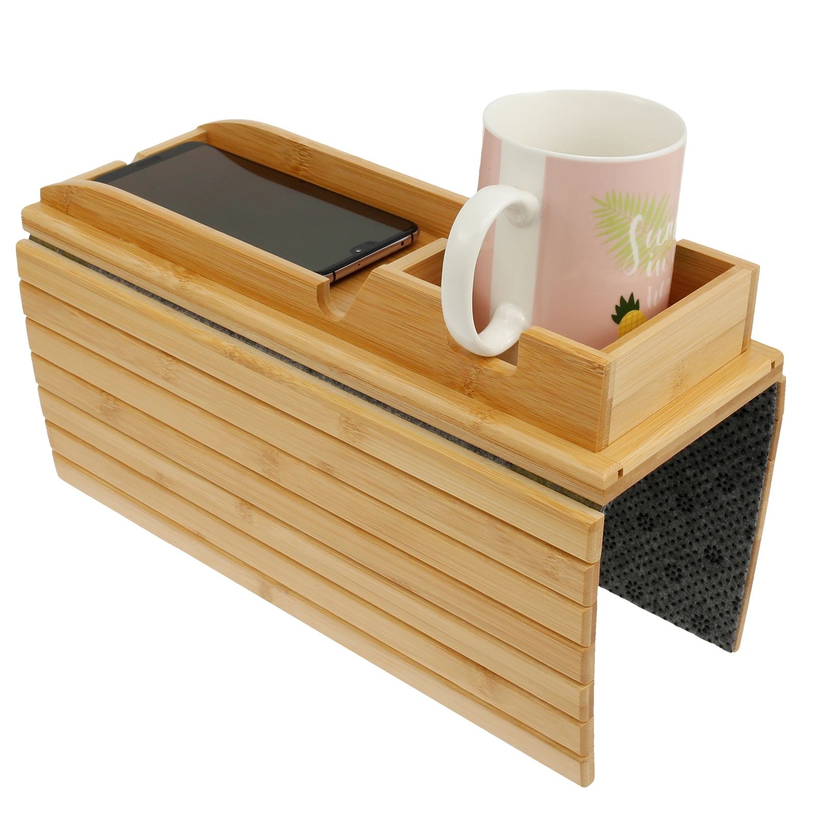 Bamboo Sofa Armrest Cup Holder Tray