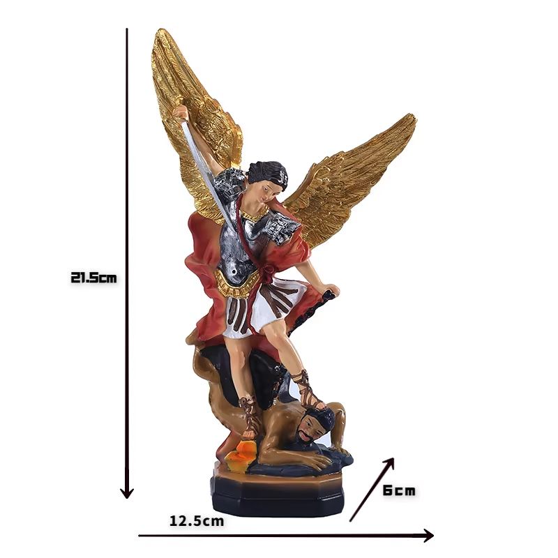 Saint Michael And The Dragon Resin Statue Figurine Home Decor