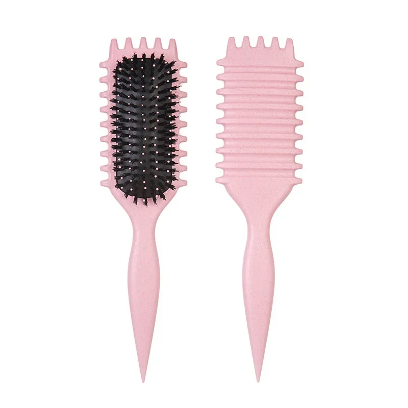 Curly Hair Detangling Brush, Scalp Massage Comb with Cleaning Claw and Natural Bristles Styling Tool