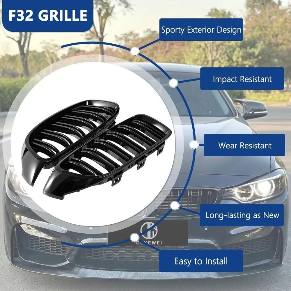 BMW 4 Series F32 F33 F36 Gloss Black Double Slat Front Kidney Grille Replacement