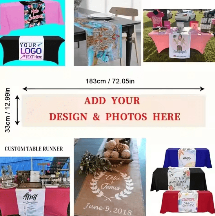 Personalized Linen Table Runner – Custom Name Wedding & Dining Table De