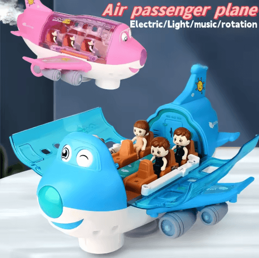 Electric Airplane Toy with Lights Music Kids Transportation Model for Boys Girls
