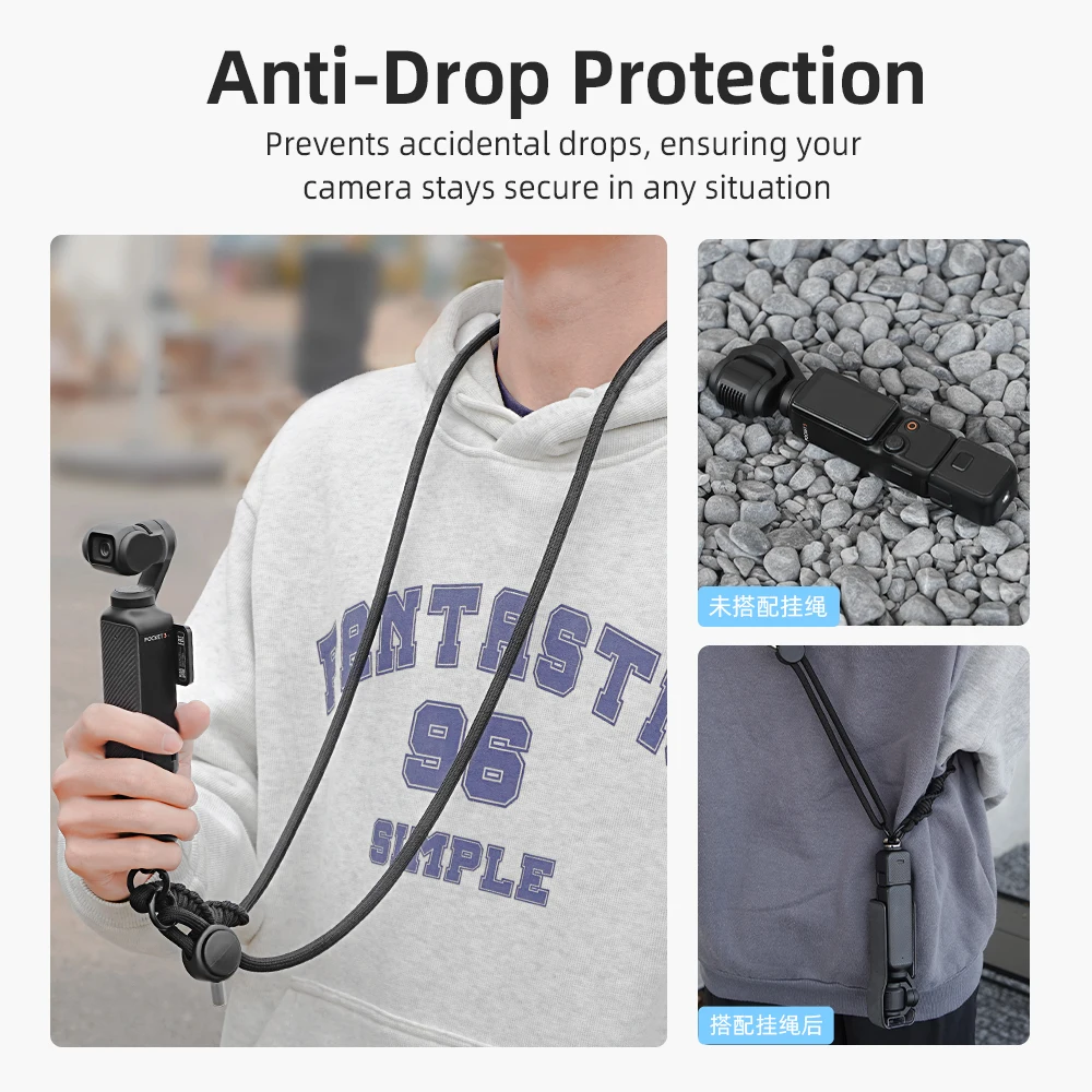 Adjustable Neck Strap Camera Lanyard with 1/4in Screw for Pocket 3, Insta360 X3 X4, GoPro, Anti-Lost Hanging Rope