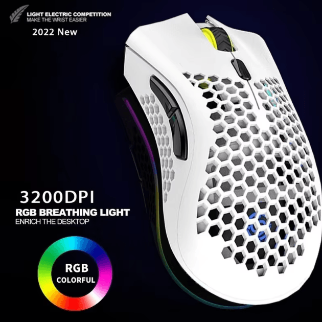 BM600 Rechargeable USB 2.4G Wireless RGB Gaming Mouse – Honeycomb Design for PC & Laptop