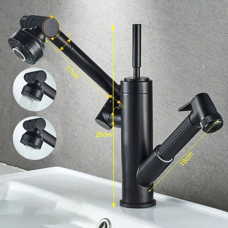 Black Thin Style Bathroom Sink Faucet with Hot and Cold Water Mixer