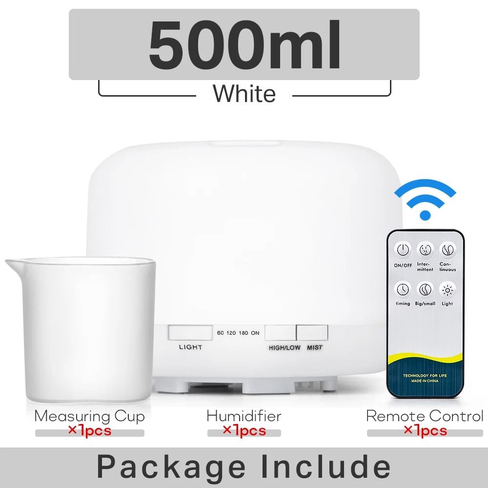 Ultrasonic Aromatherapy Diffuser with Remote Control and LED Light