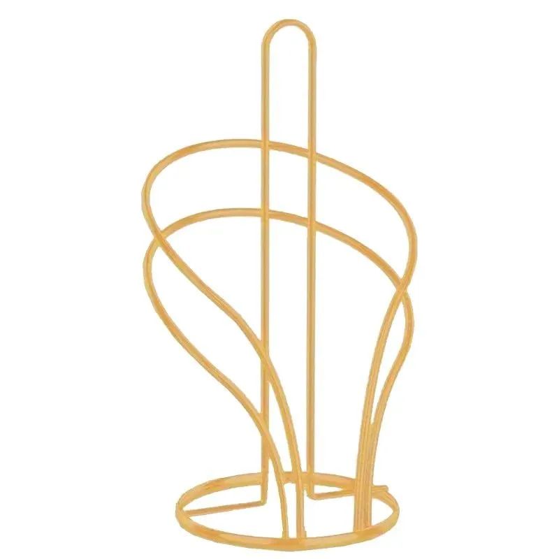 Elegant Gold Metal Paper Towel Holder with Stable Base