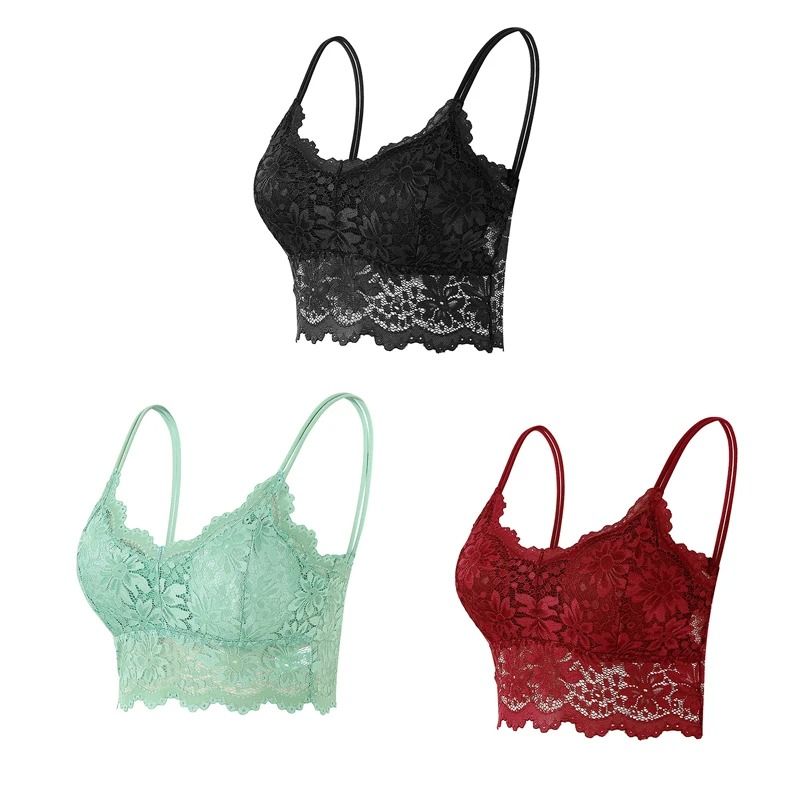 Elegance 3 Pack Lace Bralette Wireless Seamless Lingerie Top