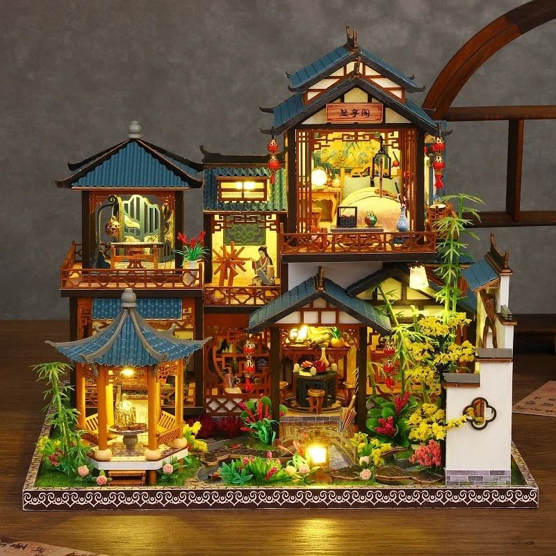 DIY Elegant Orchid Pavilion Miniature Kit | Ancient Chinese Style 3D Book Nook