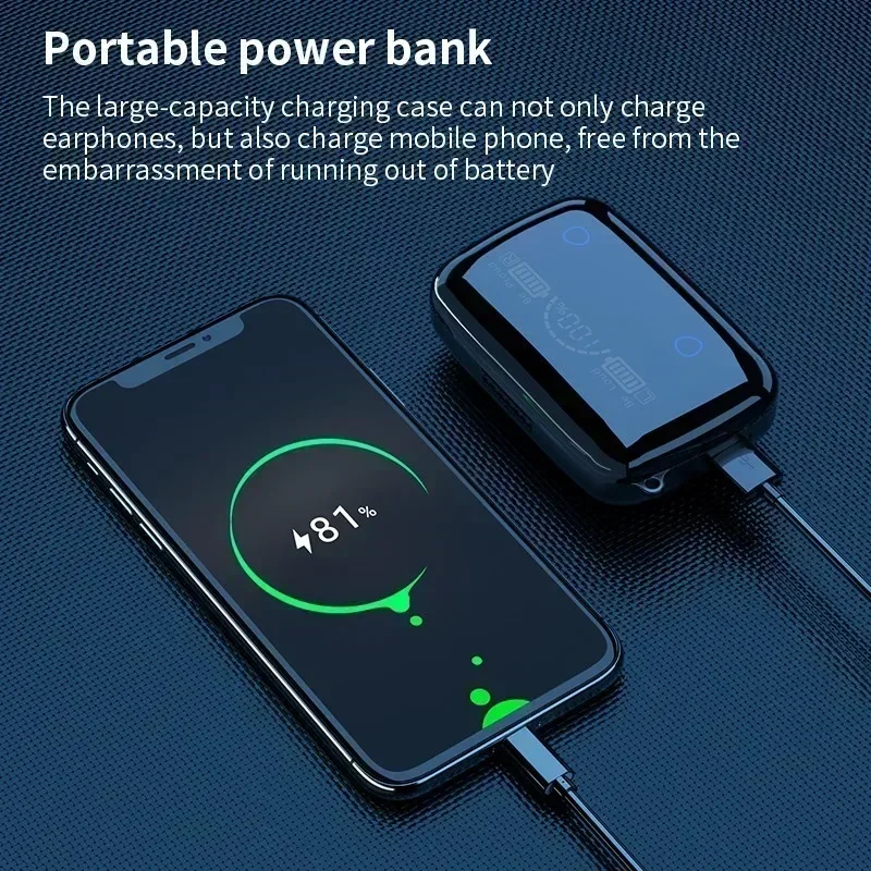 Bluetooth Wireless Earbuds with LED Display Touch Control and Mic