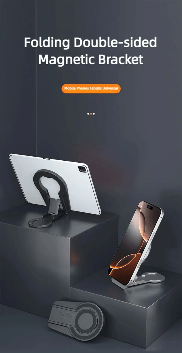 Double Sided MagSafe Phone Grip Foldable Magnetic Desk and Car Stand
