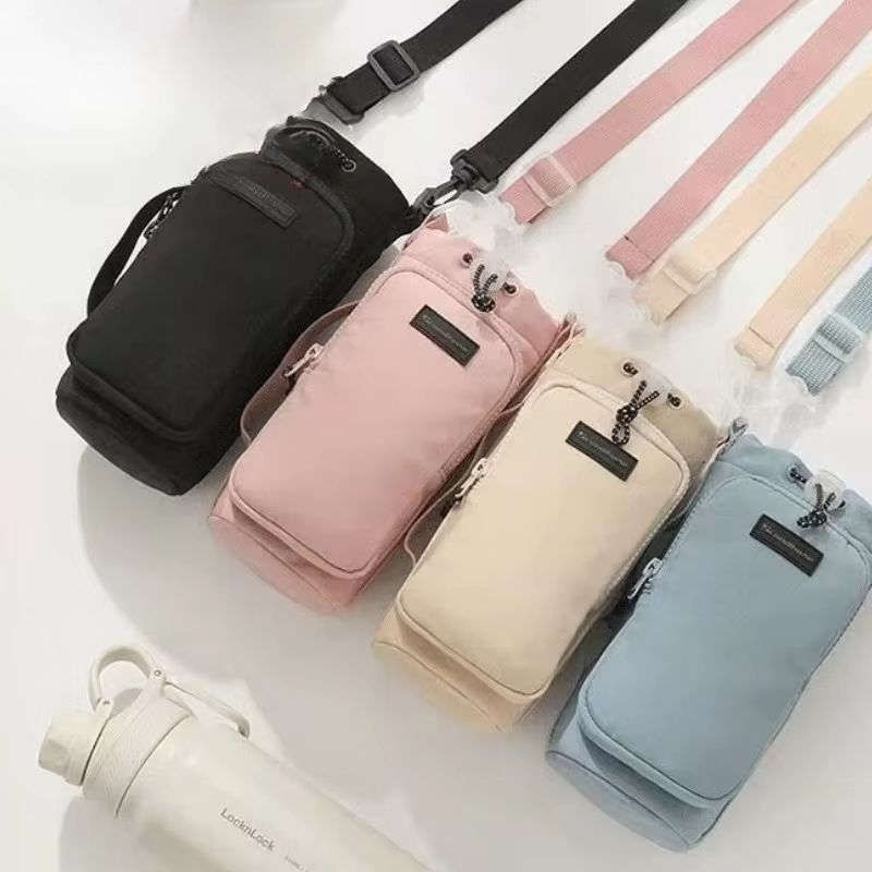 Premium Simple Pocket Portable Water Bottle Carrier Bag with Universal Mobile Phone Sleeve Protective Cover