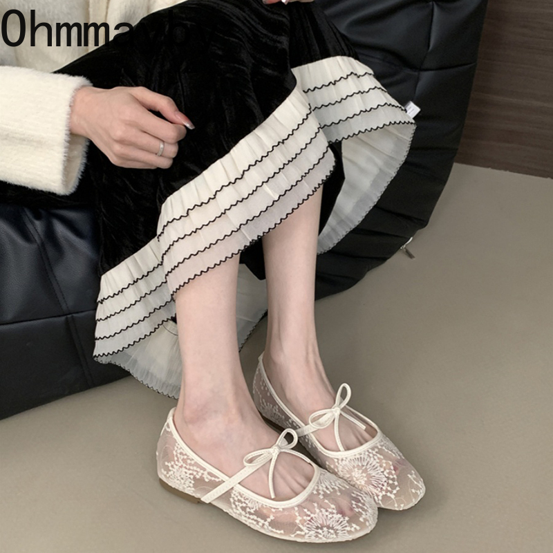 Fashion Spring Lace Mary Jane Shoes Soft Sole Slip On Comfort Flats for Women