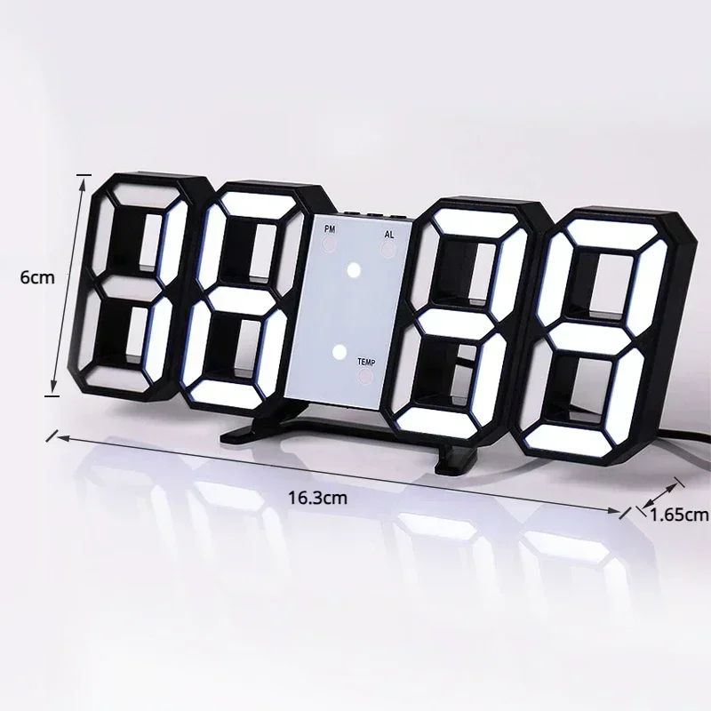 3D LED Digital Wall Clock – Modern Glow Night Mode Display Clock with Temperature & Alarm