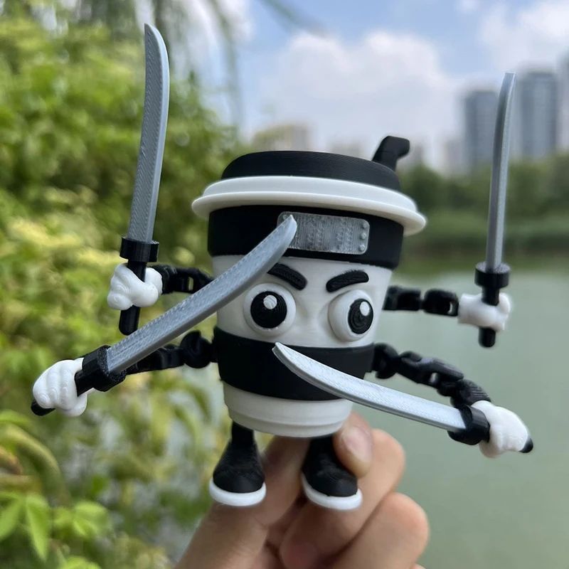 Cappuccino Assassino Coffee Ninja Figurine 3D Printed Desk Toy Italian Brainrot Collectible