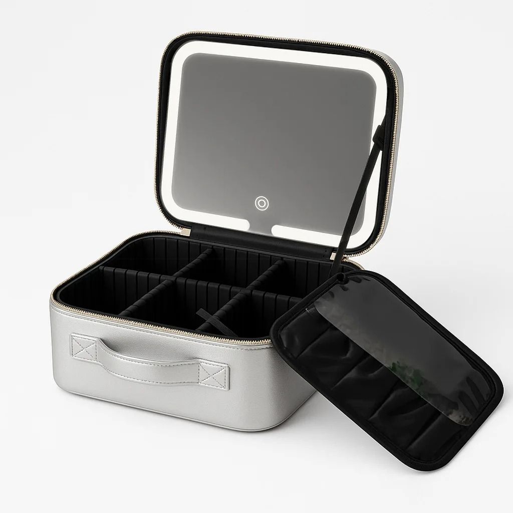 Makeup Bag with LED Mirror Large Capacity Waterproof Organizer