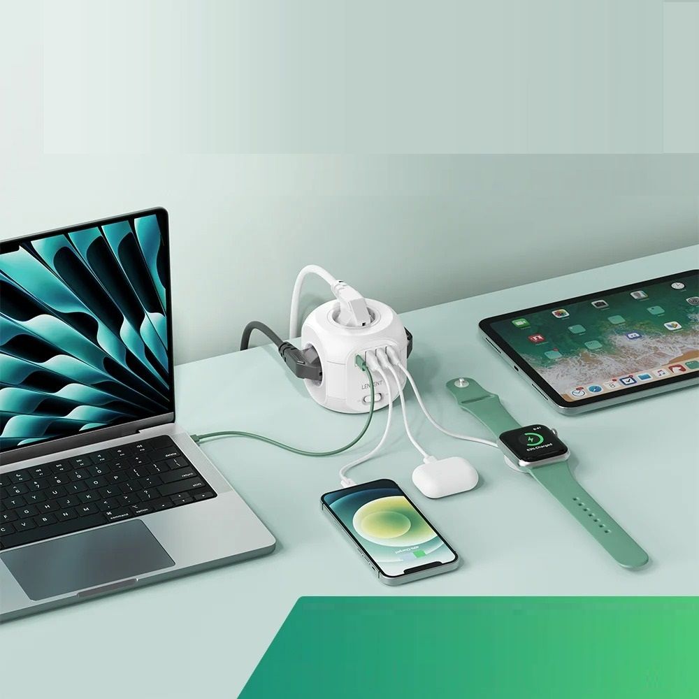 EU Power Strip with 4 Outlets USB and Type C Ports