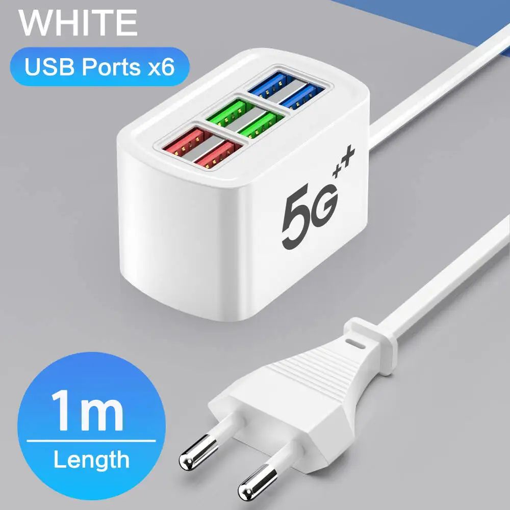 6-in-1 Fast Charging USB Charging Station & Multiport Power Strip