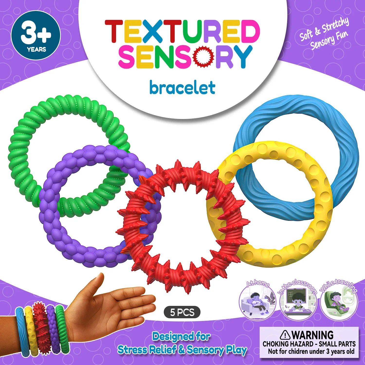 5pcs Sensory Fidget Bracelet for Stress Relief