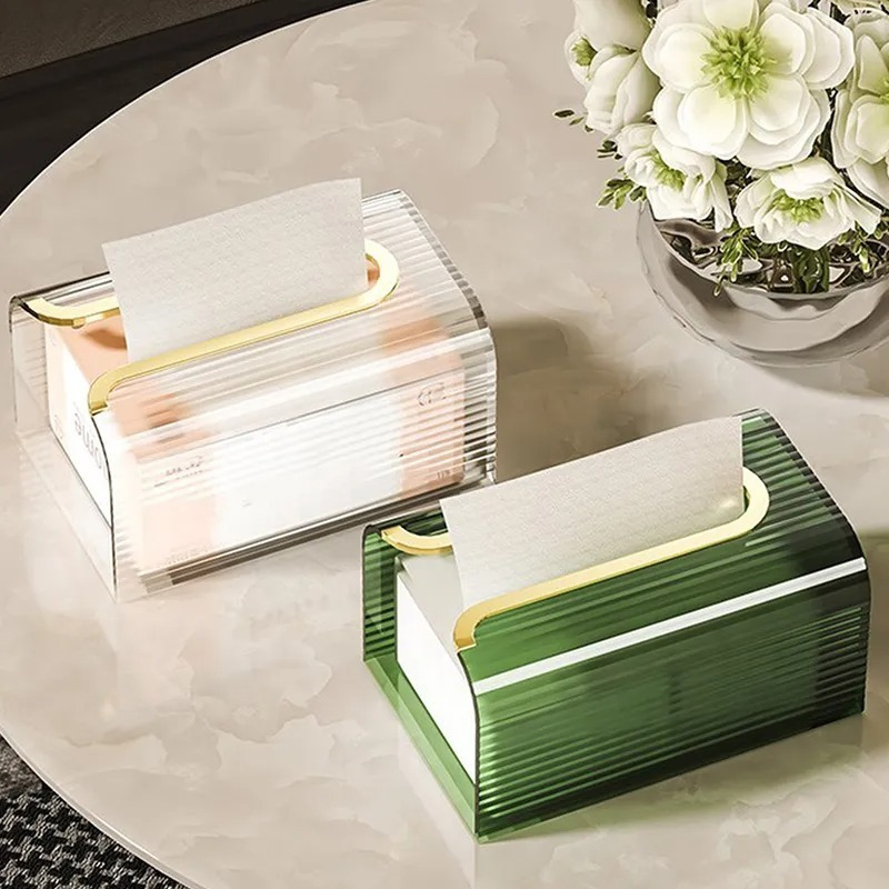 Luxury Wall-Mounted Acrylic Tissue Box Transparent Napkin Holder for Bathroom, Living Room, and Office.