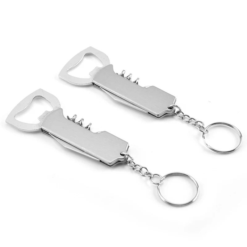 Compact Stainless Steel Keychain Corkscrew & Bottle Opener Multi-Tool