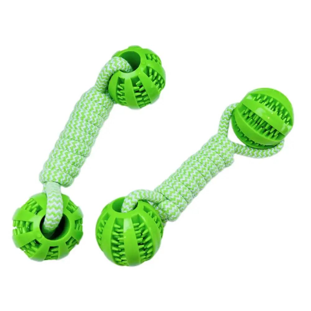 Interactive Dog Rope Toy Double Ball Treat Dispensing Chew Toy