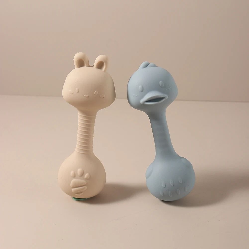 Ergonomic Silicone Duck Handheld Rattle – BPA-Free Teething Shaker & Molar Toy