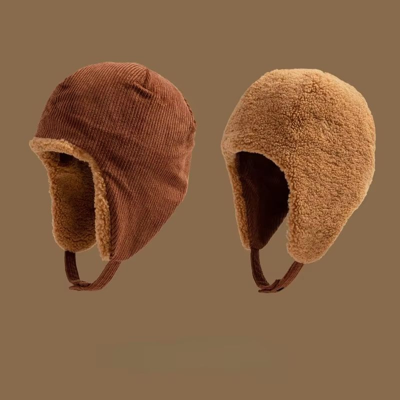Reversible Thick Wool Beanie Hat for Autumn and Winter Outdoor Warmth