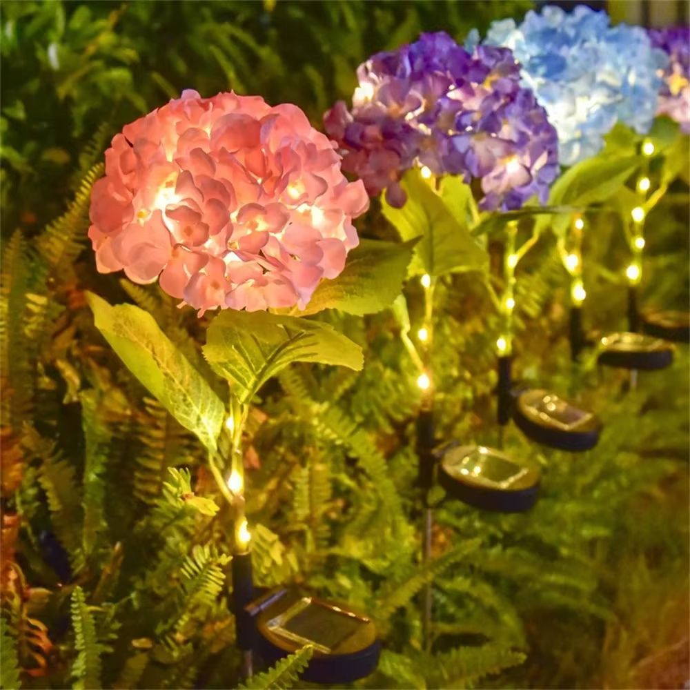 Solar Garden Hydrangea LED Outdoor Stake Lights Waterproof Decorative