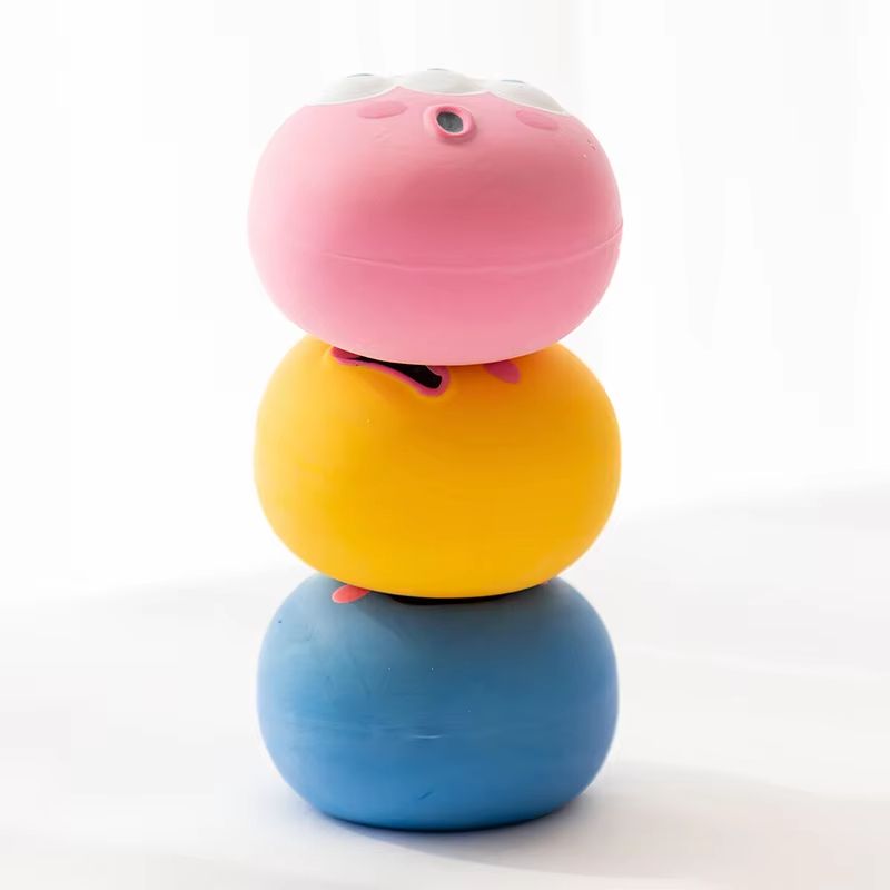 Squeaky Rubber Dog Ball Chew Toy Bite Resistant Tooth Cleaning Interactive Pet Ball