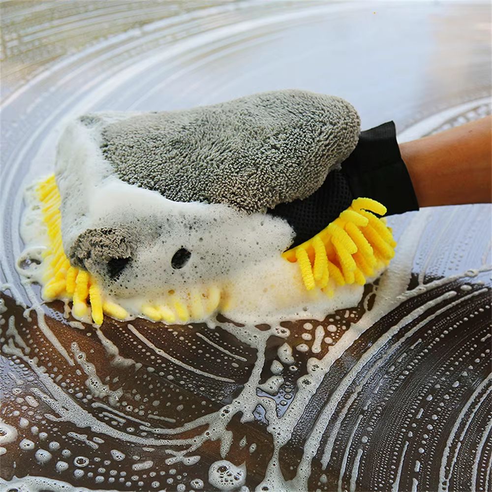 Premium Ultra-Plush Microfiber Car Wash Mitt (Double-Sided Chenille Waterproof Glove)
