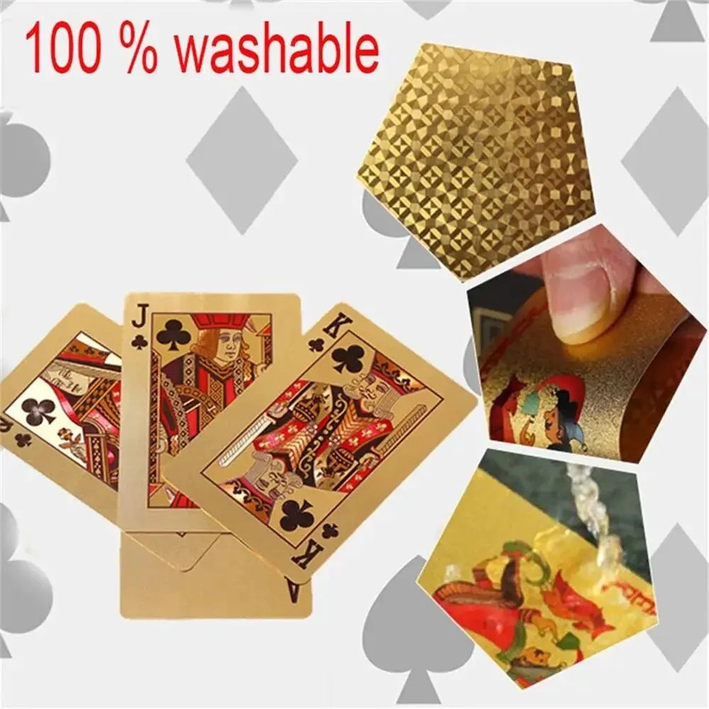 55pcs RoyalLux 24K Gold Foil Playing Cards – Waterproof Plastic Poker Deck