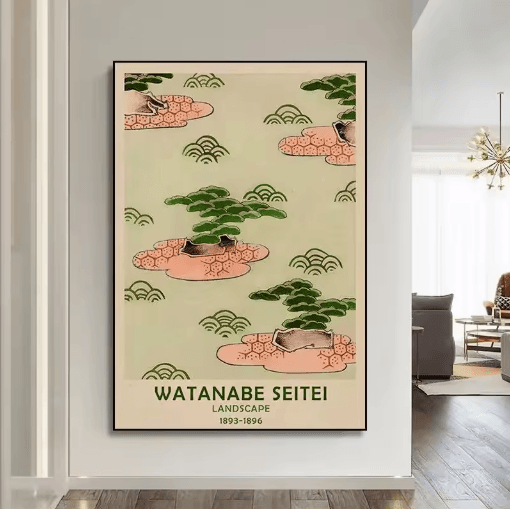 Hokusai-Inspired Goldfish Lotus Japanese Wall Art Retro Canvas Print (Frameless)