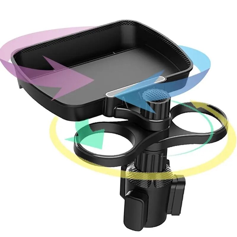 Adjustable Dual Cup Holder Expander for Rotating Multifunctional Car Seat Tray Drink Holder