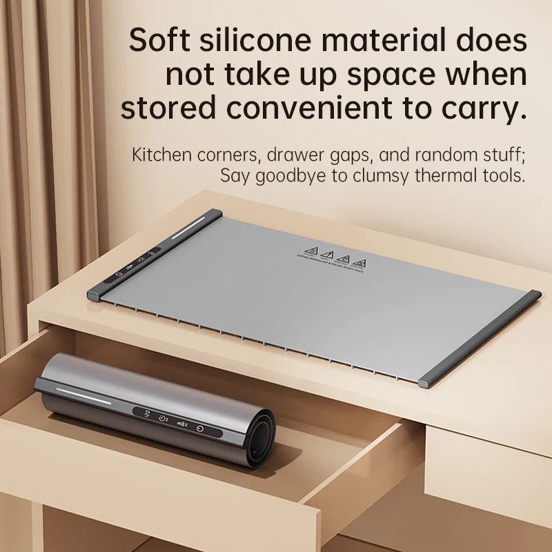 Flexible Silicone Food Warmer Mat Foldable Electric Warming Tray – Constant-Heat Food Warming Board