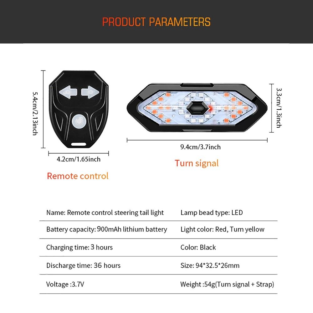 Wireless Remote Control Bicycle Tail Light with Turn Signals
