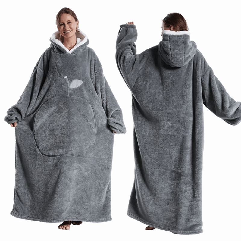 CozyWrap Extra Long Hooded Blanket with Sleeves – Ultra-Soft Winter Wearable Throw