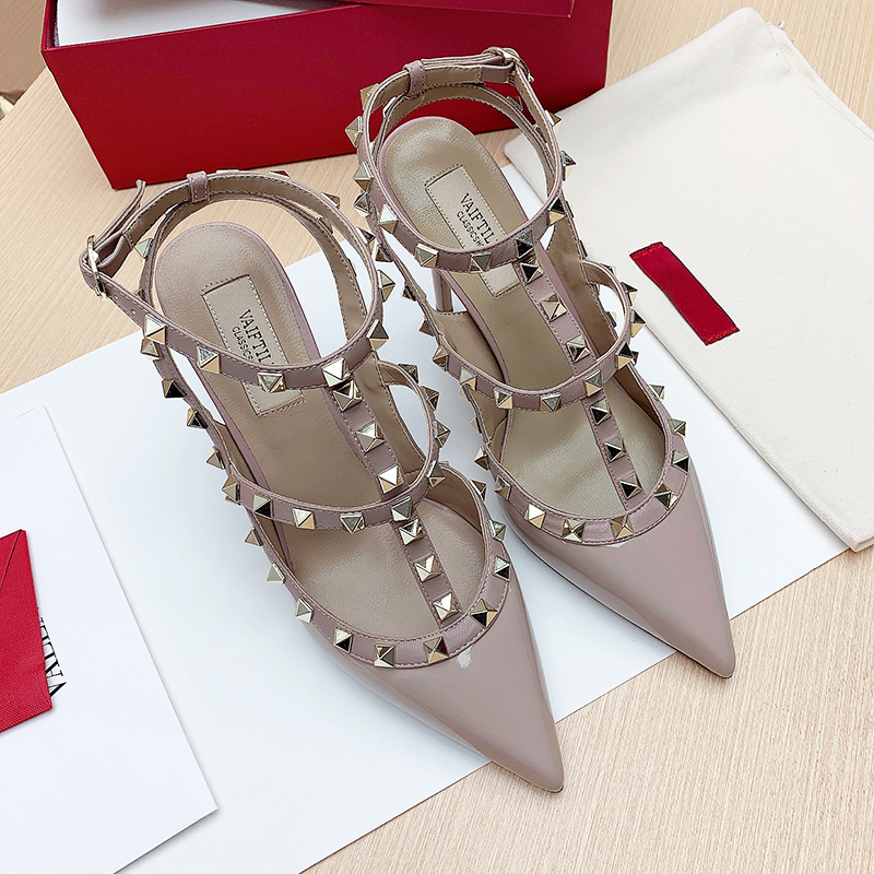 Summer Gladiator Stiletto Sandals for Women, Metal Rivet High Heels, Elegant Pointed Toe Sexy Party Shoes