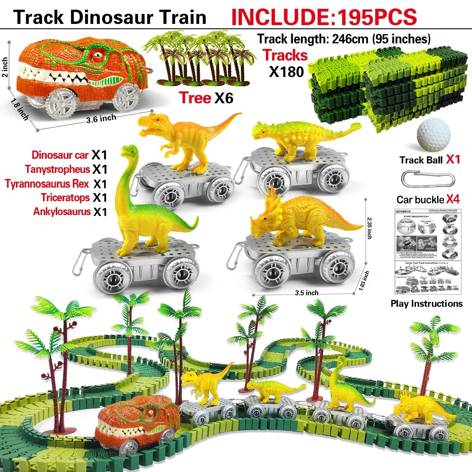 Magic Climbing Electric Dinosaur Railway Toy Set